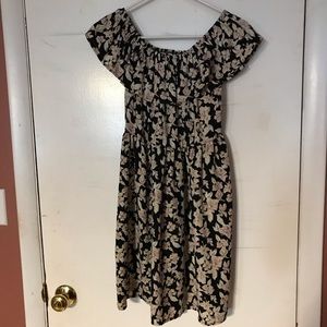 Off the Shoulder Floral Print Dress